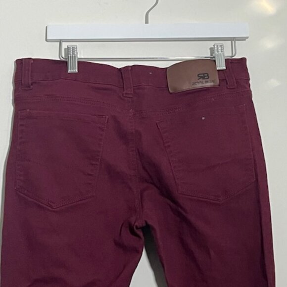 Royal Blue Skinny Fit Size 34x32 Maroon Jeans - Picture 8 of 12